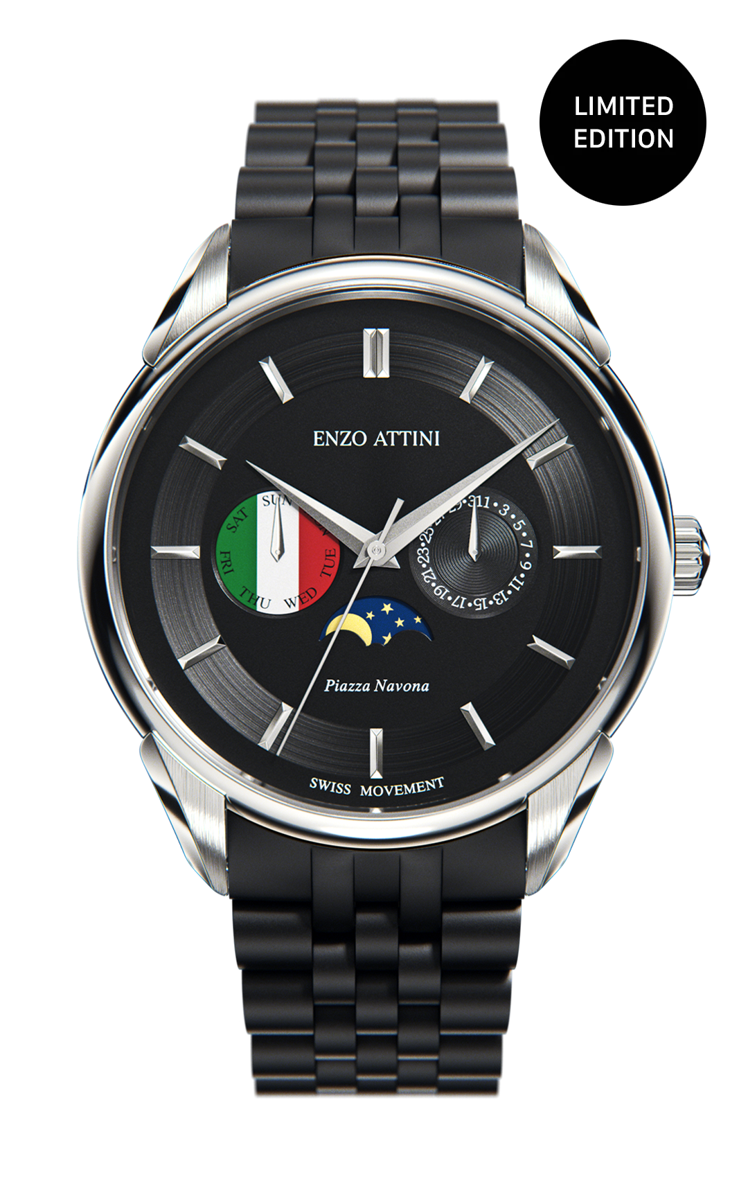 Piazza Navona, Roma / President Bracelet, Black Color, Swiss