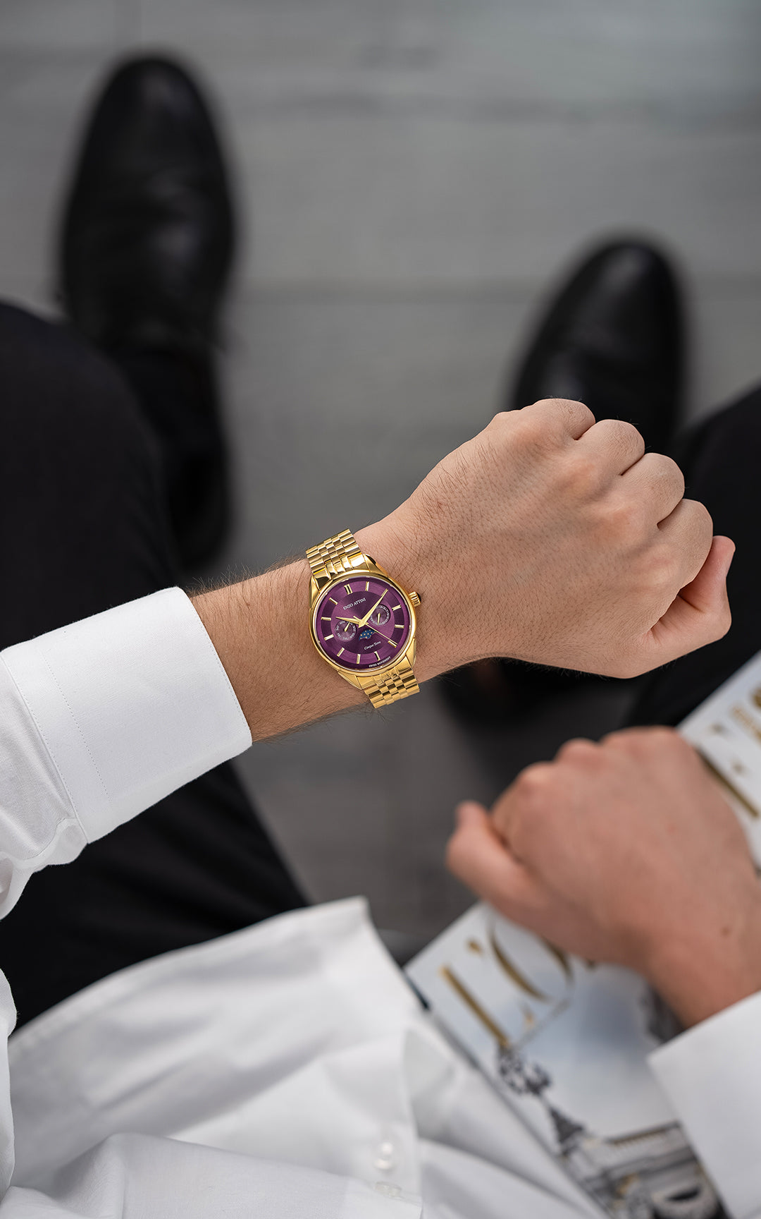 Cinque Terre / President Bracelet, Gold Color, Swiss Movement