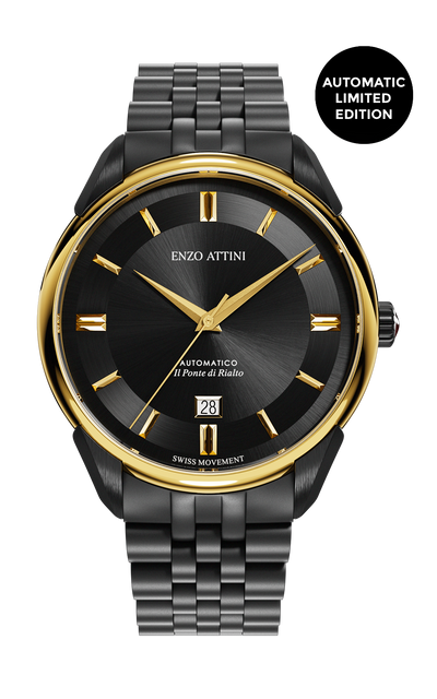 il Ponte di Rialto Automatic / President Bracelet, Black Color, Swiss Movement