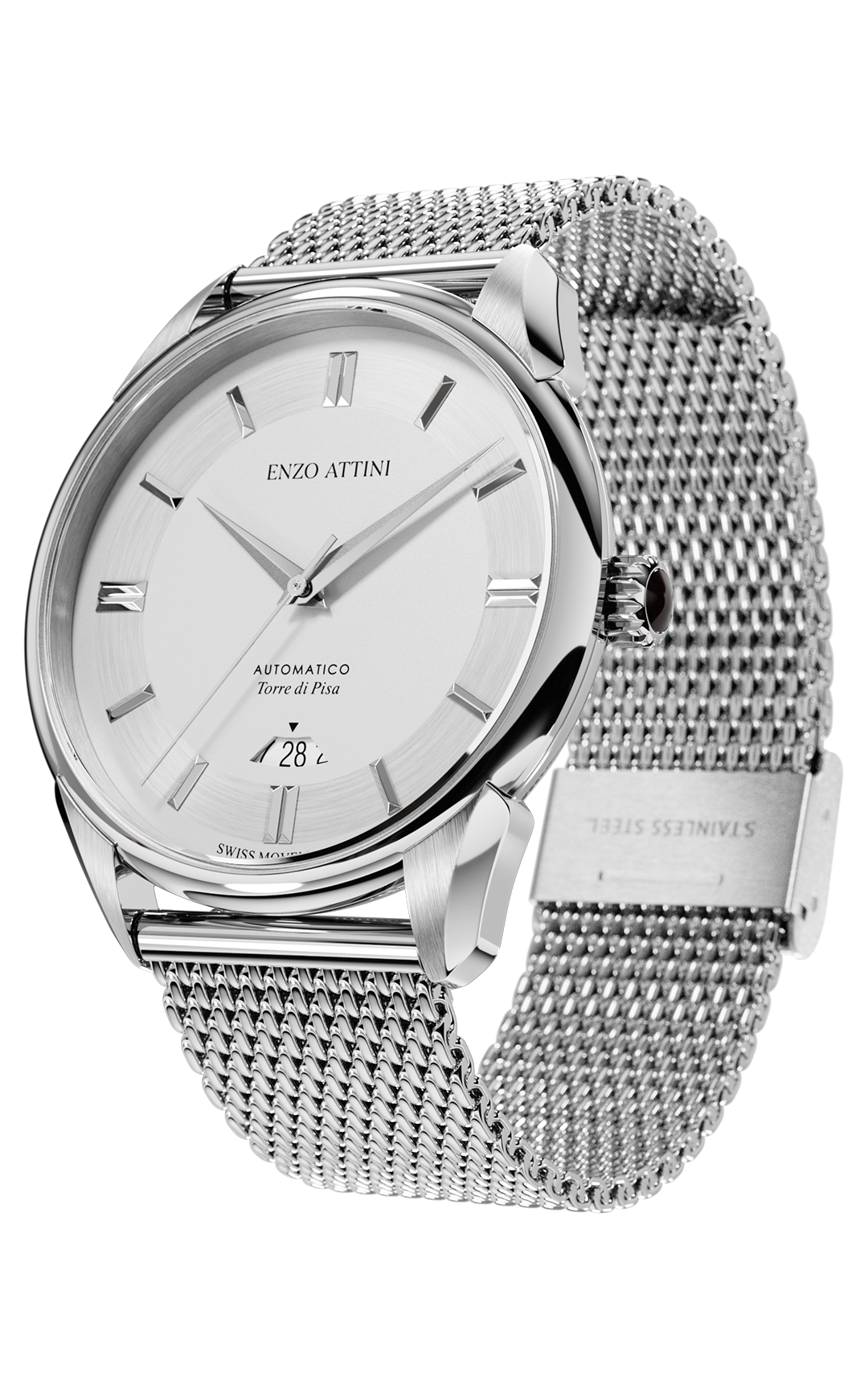Torre di Pisa Automatic / Mesh Strap, Swiss Movement.