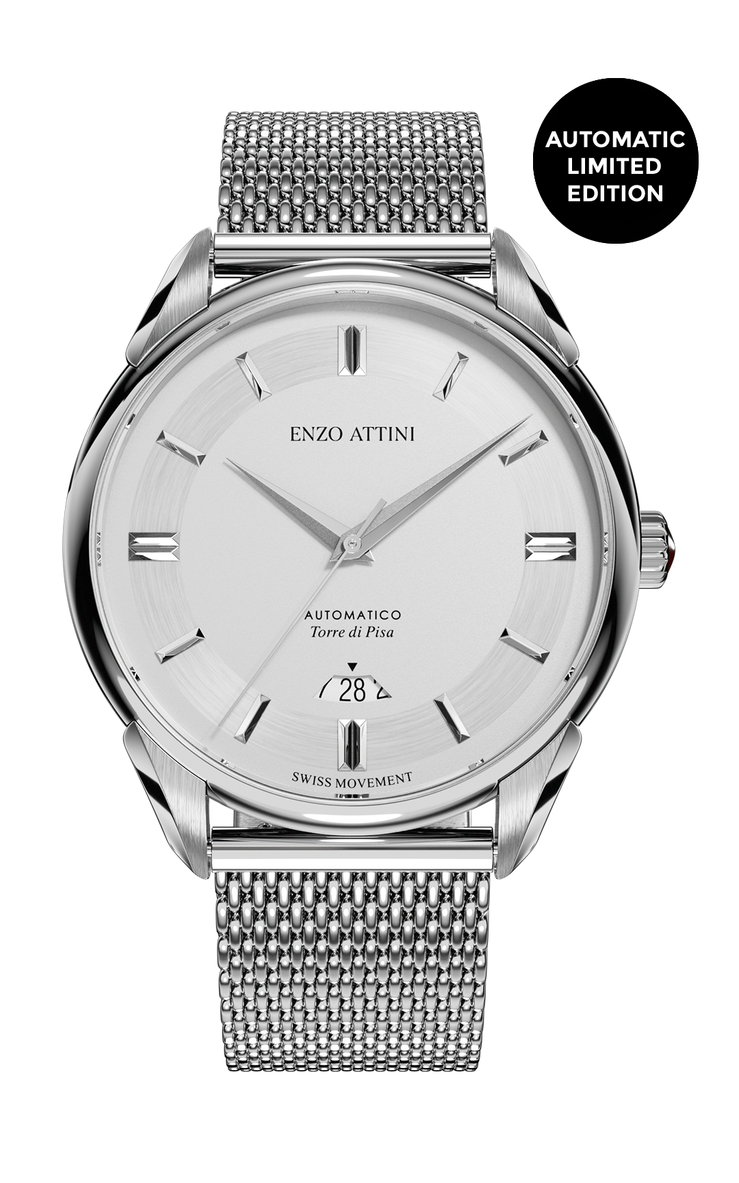 Torre di Pisa Automatic / Mesh Strap, Swiss Movement.