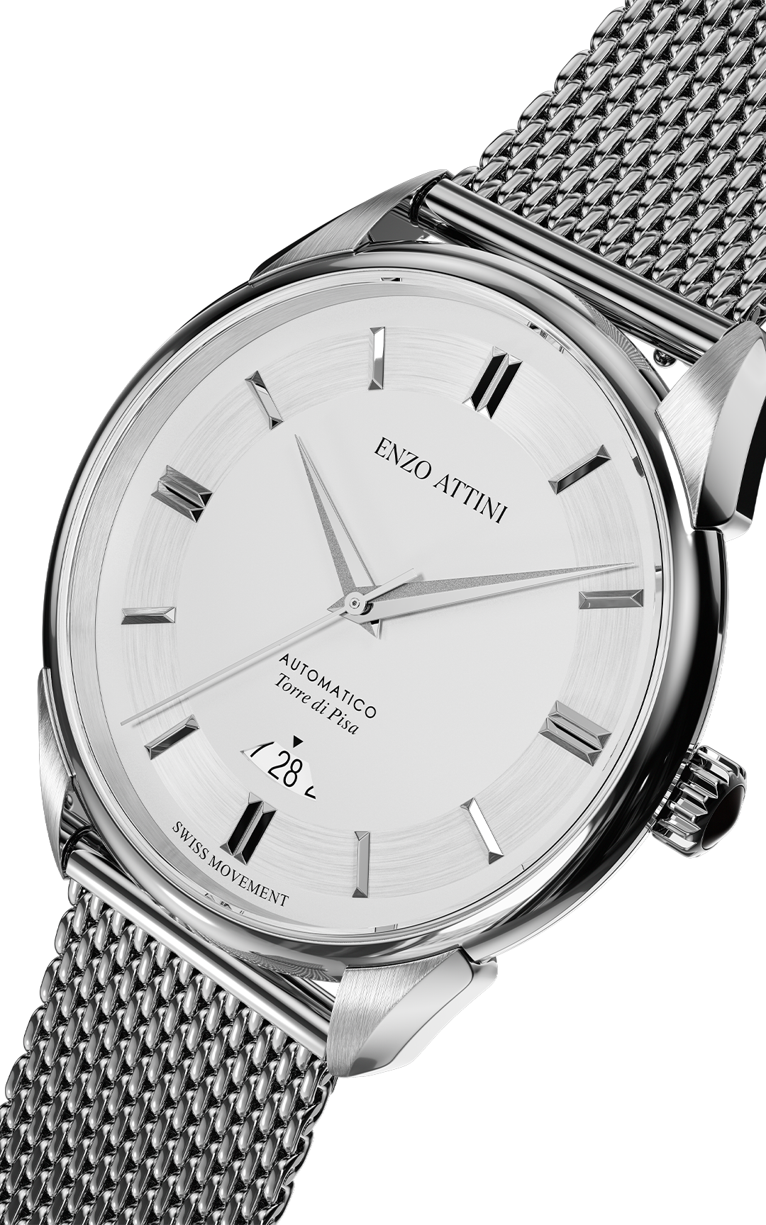 Torre di Pisa Automatic / Mesh Strap, Swiss Movement.