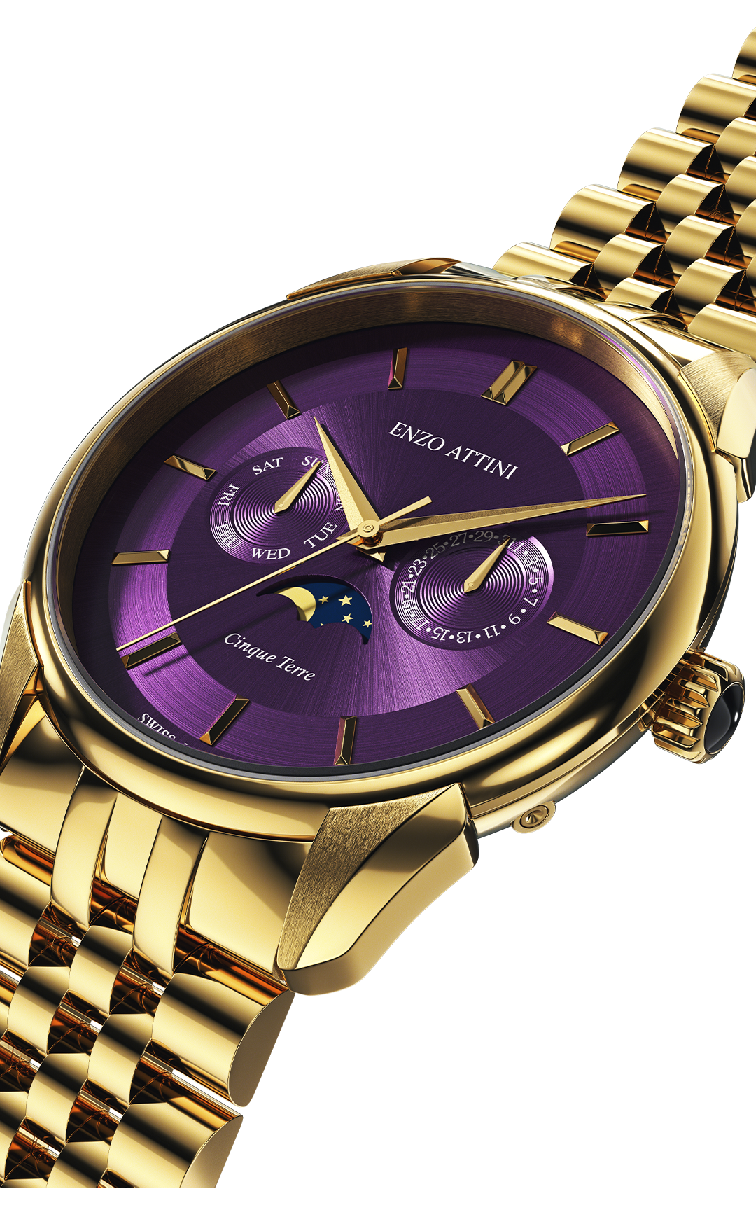 Cinque Terre / President Bracelet, Gold Color, Swiss Movement