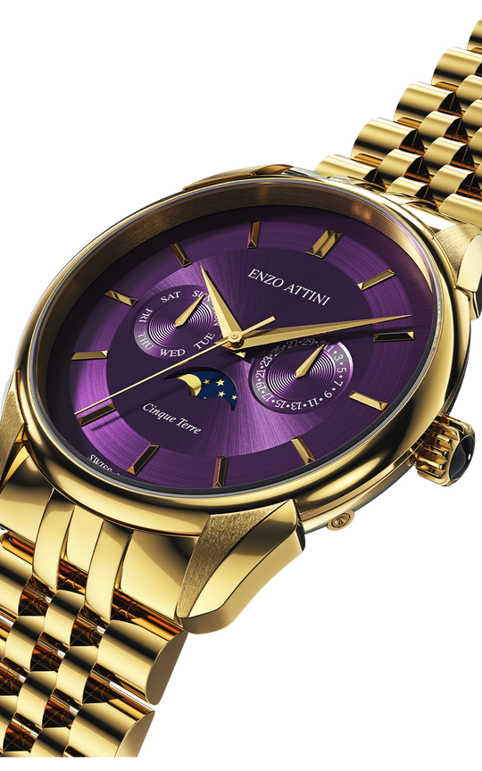 Cinque Terre / President Bracelet, Gold Color, Swiss Movement