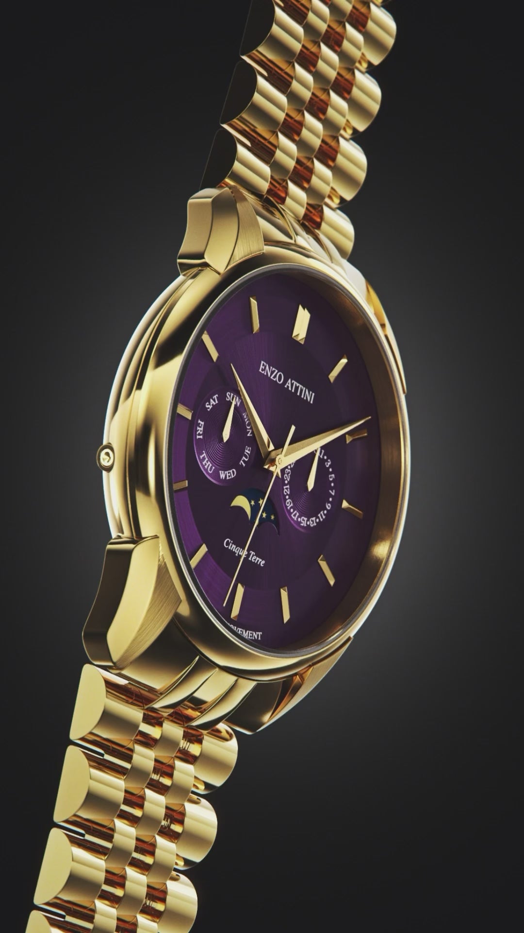 Cinque Terre / President Bracelet, Gold Color, Swiss Movement