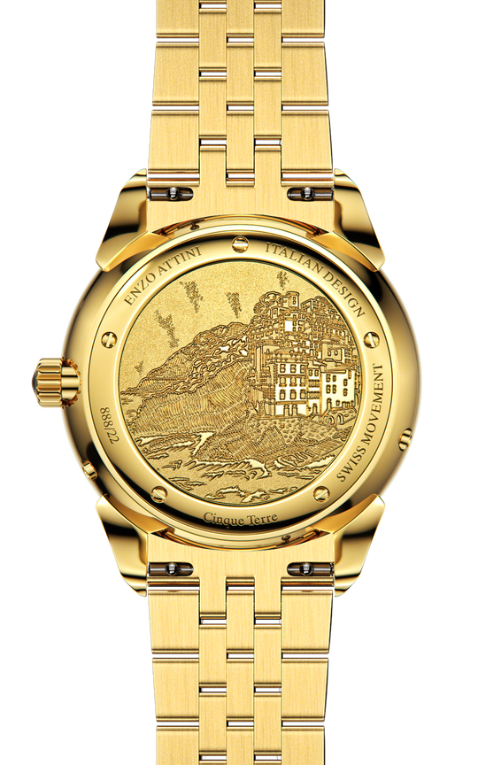 Cinque Terre / President Bracelet, Gold Color, Swiss Movement