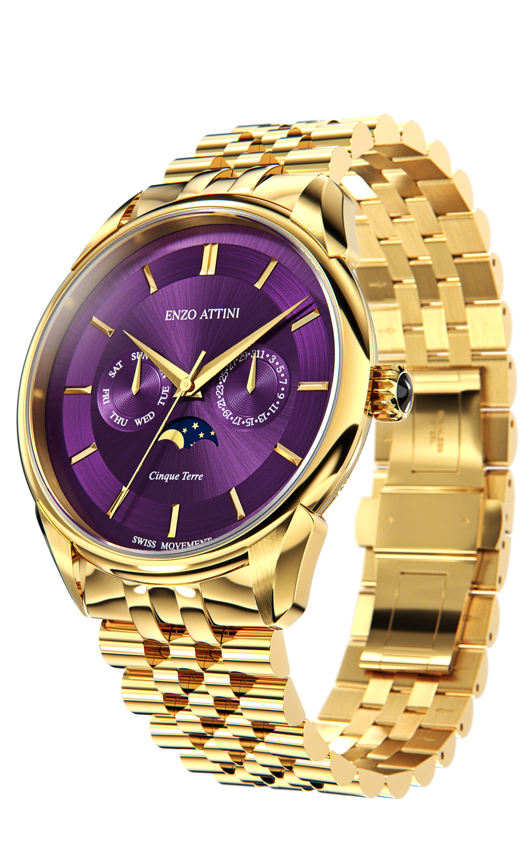 Cinque Terre / President Bracelet, Gold Color, Swiss Movement