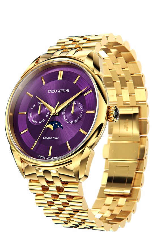 Cinque Terre / President Bracelet, Gold Color, Swiss Movement