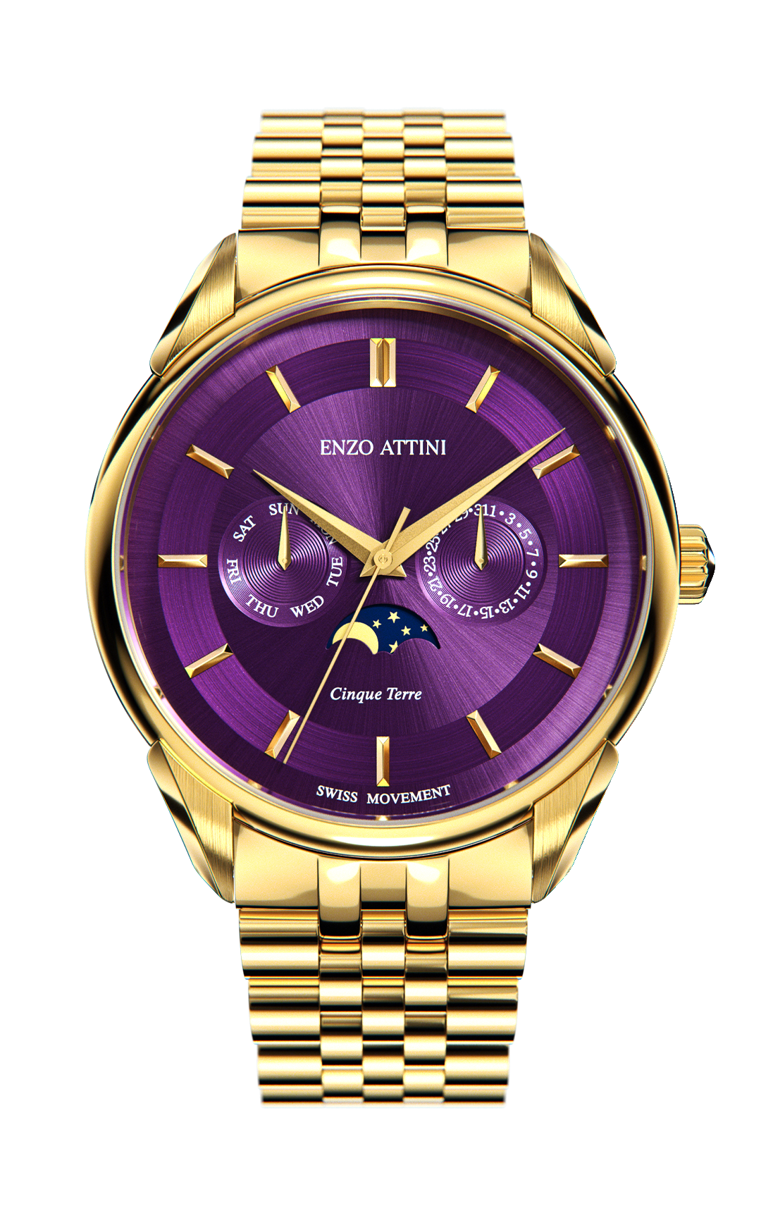 Cinque Terre / President Bracelet, Gold Color, Swiss Movement