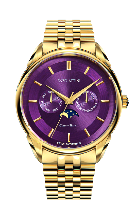 Cinque Terre / President Bracelet, Gold Color, Swiss Movement