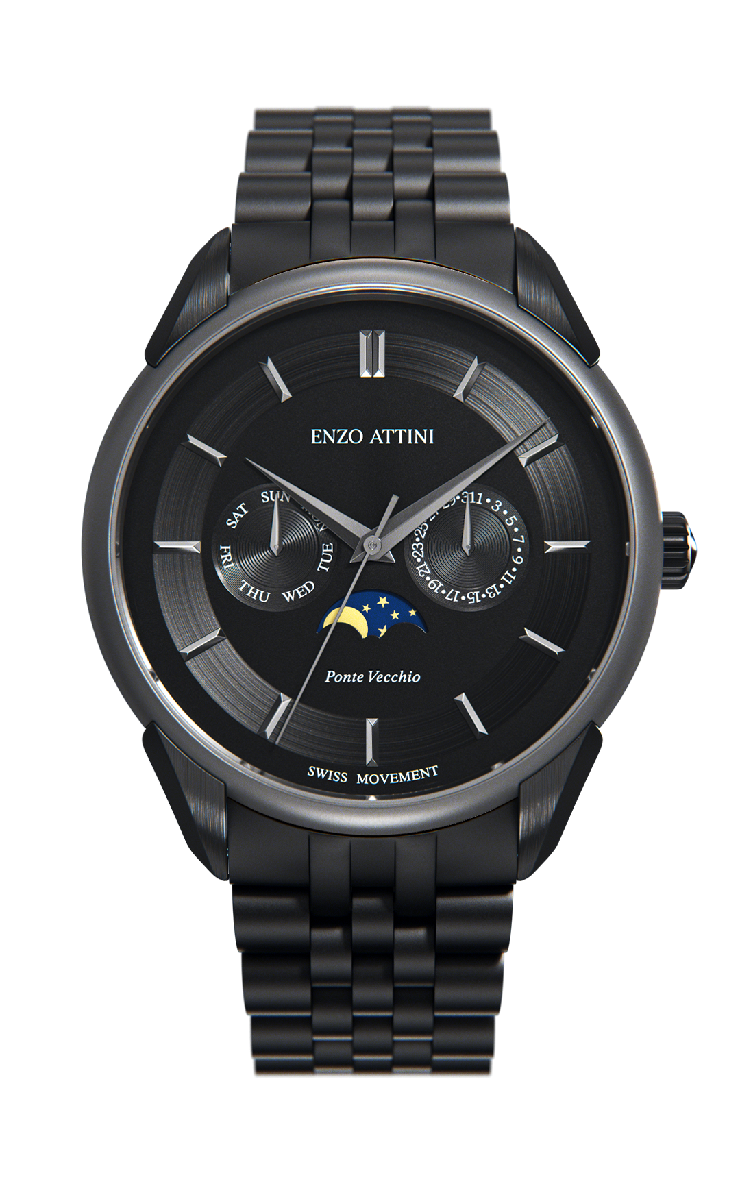 アルセド Alcedo Omnia MADE IN ITALY Ponte Vecchio, Firenze / President Bracelet, Black Color, Swiss