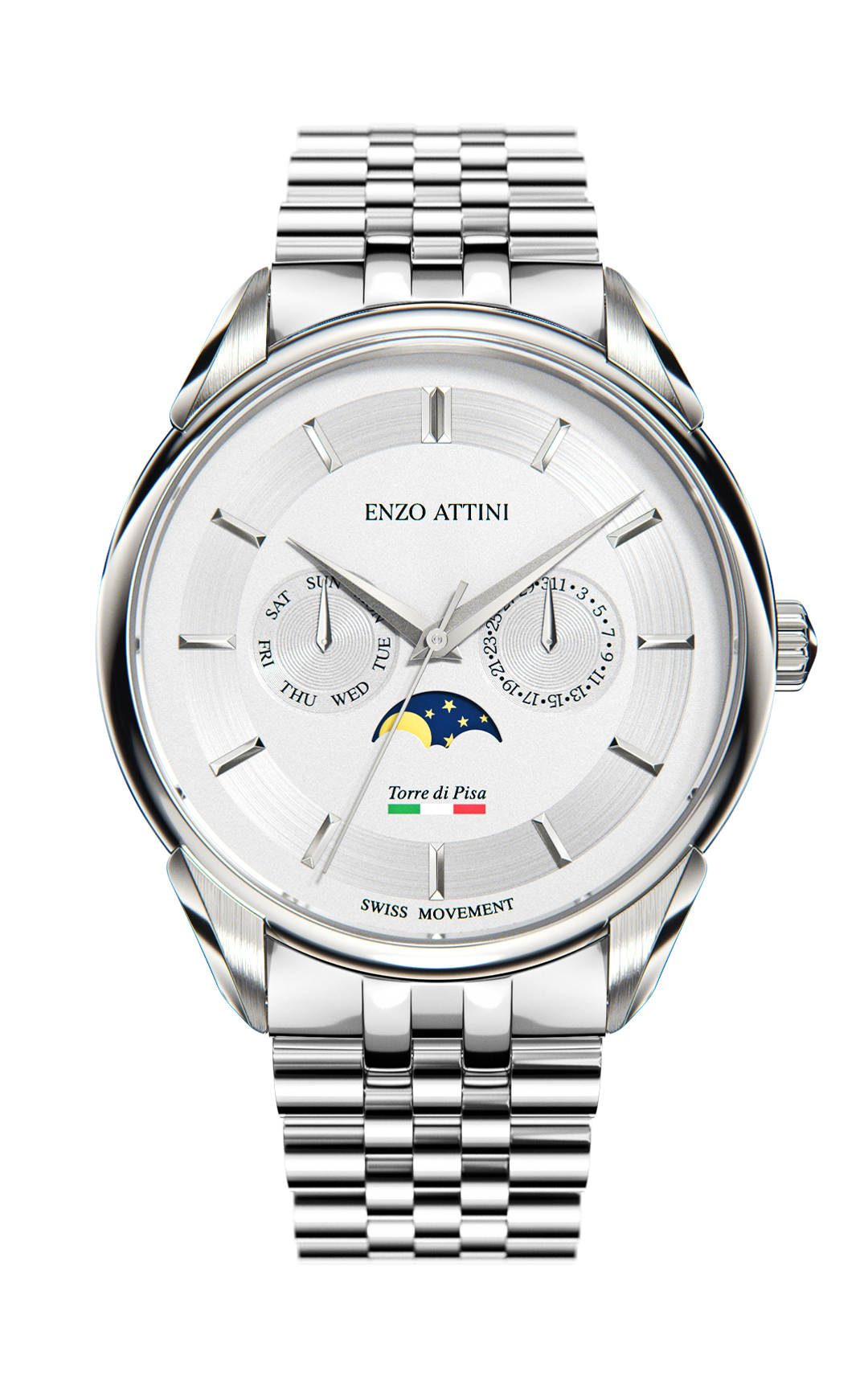 Torre di Pisa / President Bracelet, Silver Color, Swiss Movement