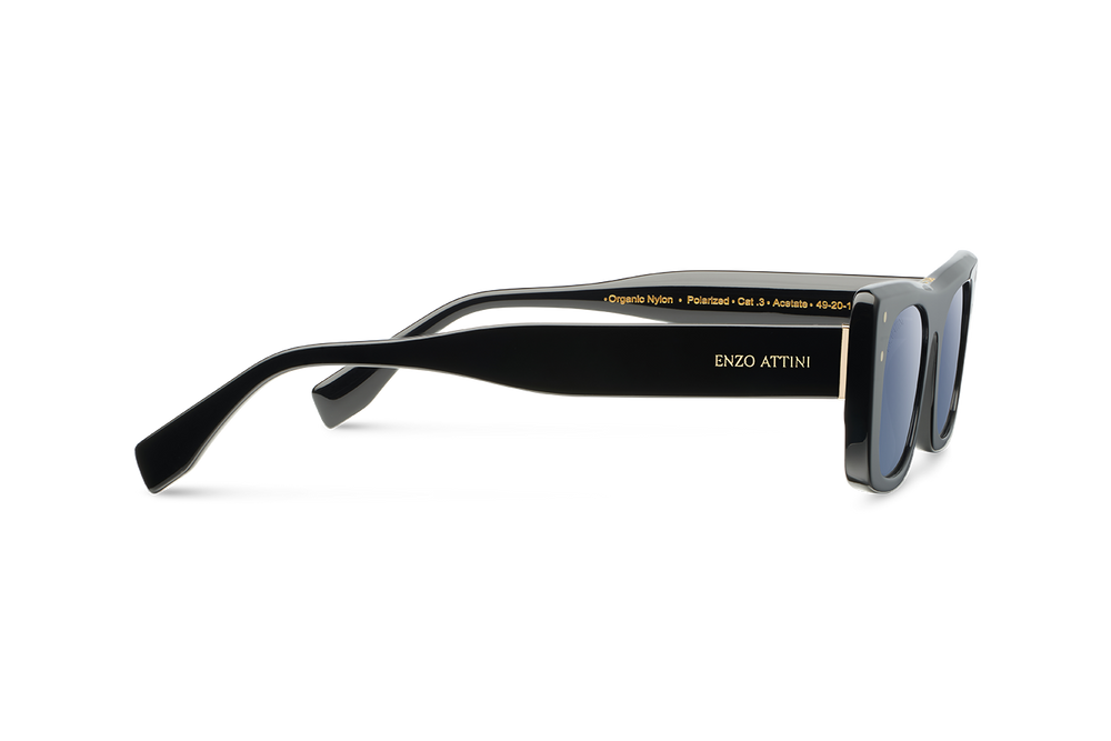 Berlin Wall / Black + Dark Black Lens. - Enzo Attini - Sunglasses - Acetate Chain - Black, men, Products, sunglasses, sunglasses_collection, sunglasses_women