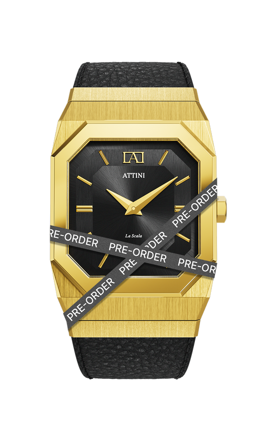 ATTINI - La Scala / Leather Strap, Black Color, Swiss Movement.