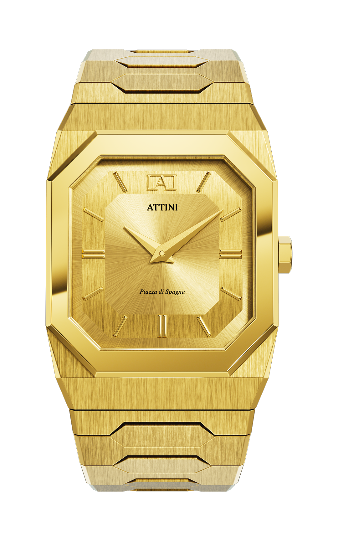 ATTINI - Piazza di Spagna, Roma / Oyster Bracelet, Gold Color, Swiss Movement - Enzo Attini - - case37