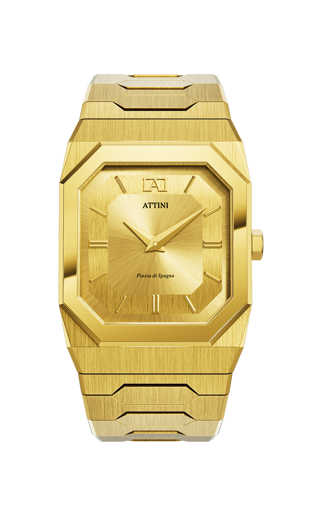 ATTINI - Piazza di Spagna, Roma / Oyster Bracelet, Gold Color, Swiss Movement. - Enzo Attini - - case27