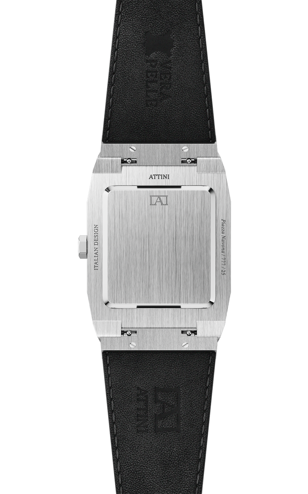 ATTINI - Piazza Navona, Roma / Leather Strap, Black Color, Swiss Parts