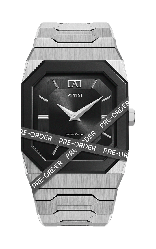 ATTINI - Piazza Navona, Roma / Oyster Bracelet, Silver Color, Swiss Movement - Enzo Attini - - case37