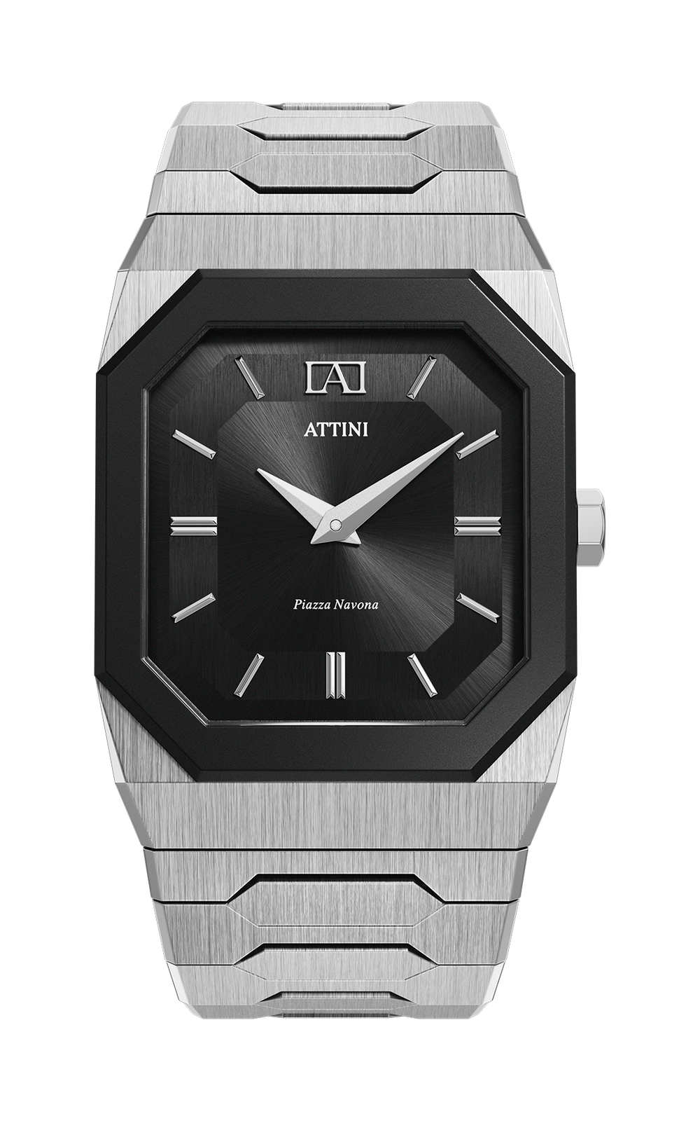 ATTINI - Piazza Navona, Roma / Oyster Bracelet, Silver Color, Swiss Movement - Enzo Attini - - case37