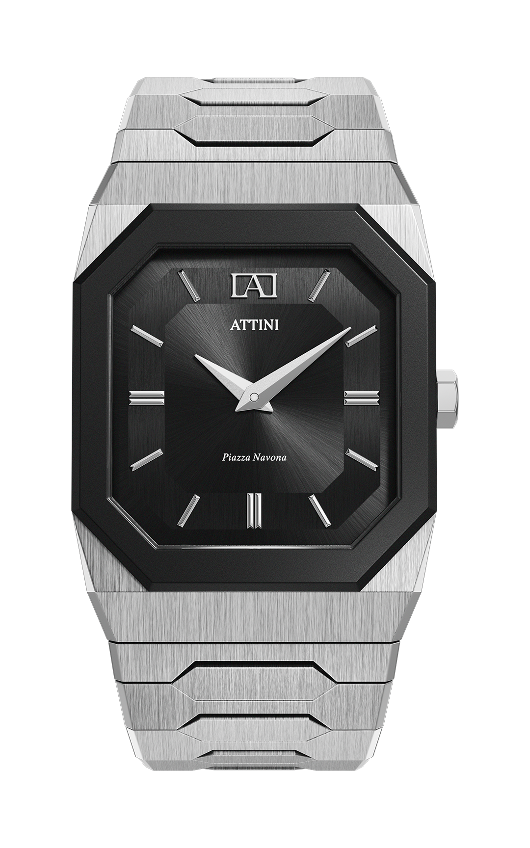 ATTINI - Piazza Navona, Roma / Oyster Bracelet, Silver Color, Swiss Movement - Enzo Attini - - case37