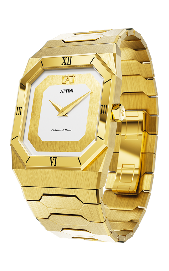 ATTINI - Colosseo di Roma, Verona / Oyster Bracelet, Gold Color, Swiss Movement - Enzo Attini - - case37