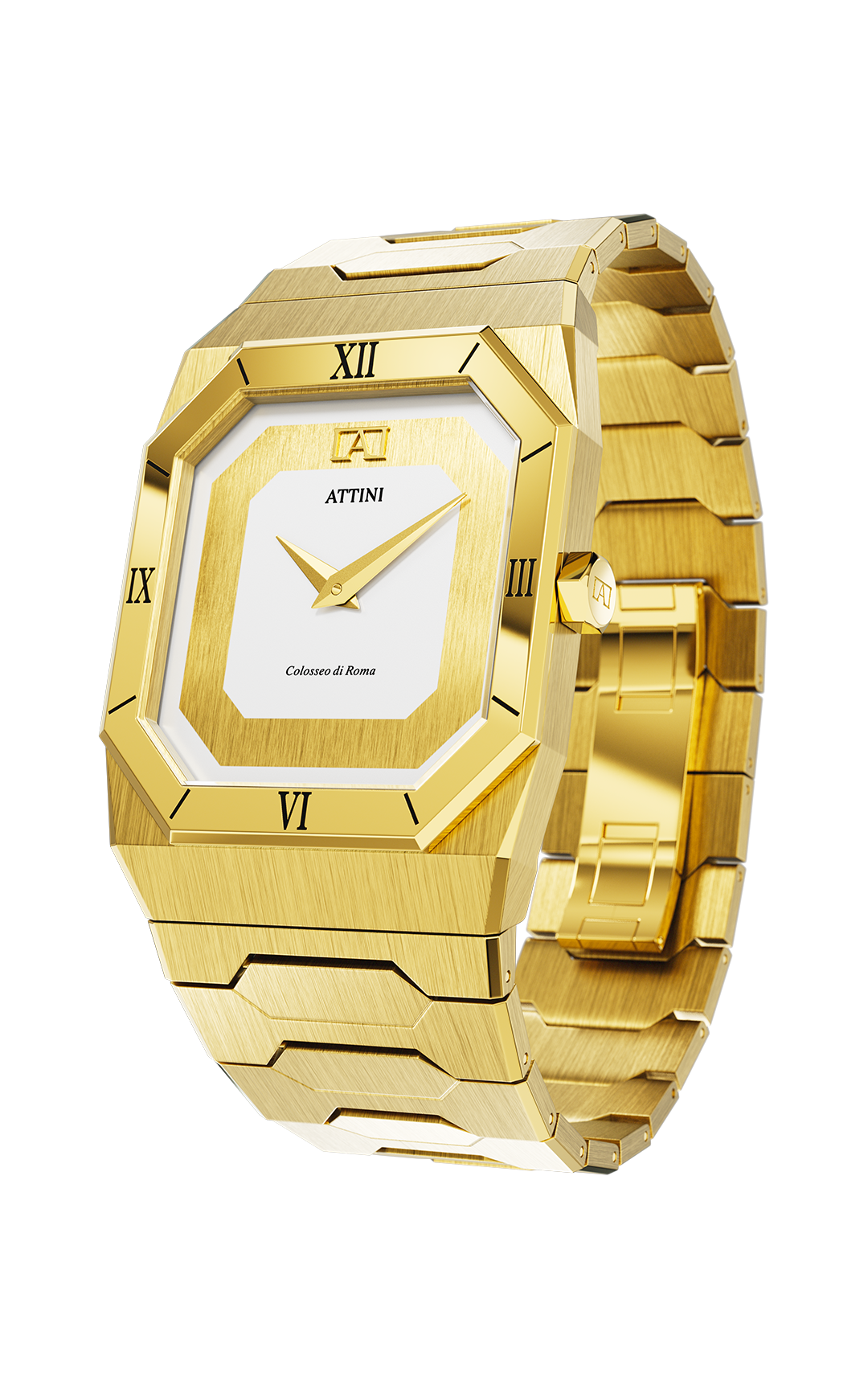 ATTINI - Colosseo di Roma, Verona / Oyster Bracelet, Gold Color, Swiss Movement. - Enzo Attini - - case27