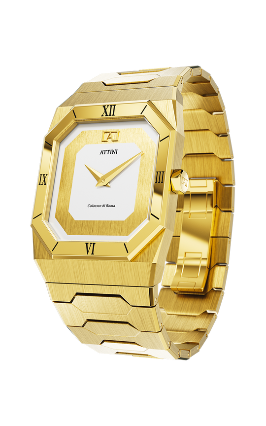 ATTINI - Colosseo di Roma, Verona / Oyster Bracelet, Gold Color, Swiss Movement. - Enzo Attini - - case27
