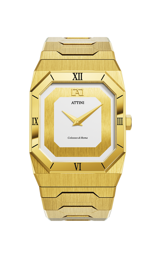 ATTINI - Colosseo di Roma, Verona / Oyster Bracelet, Gold Color, Swiss Movement. - Enzo Attini - - case27