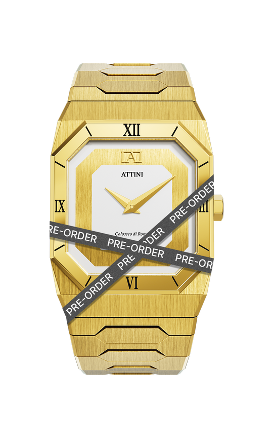 ATTINI - Colosseo di Roma, Verona / Oyster Bracelet, Gold Color, Swiss Movement. - Enzo Attini - - case27