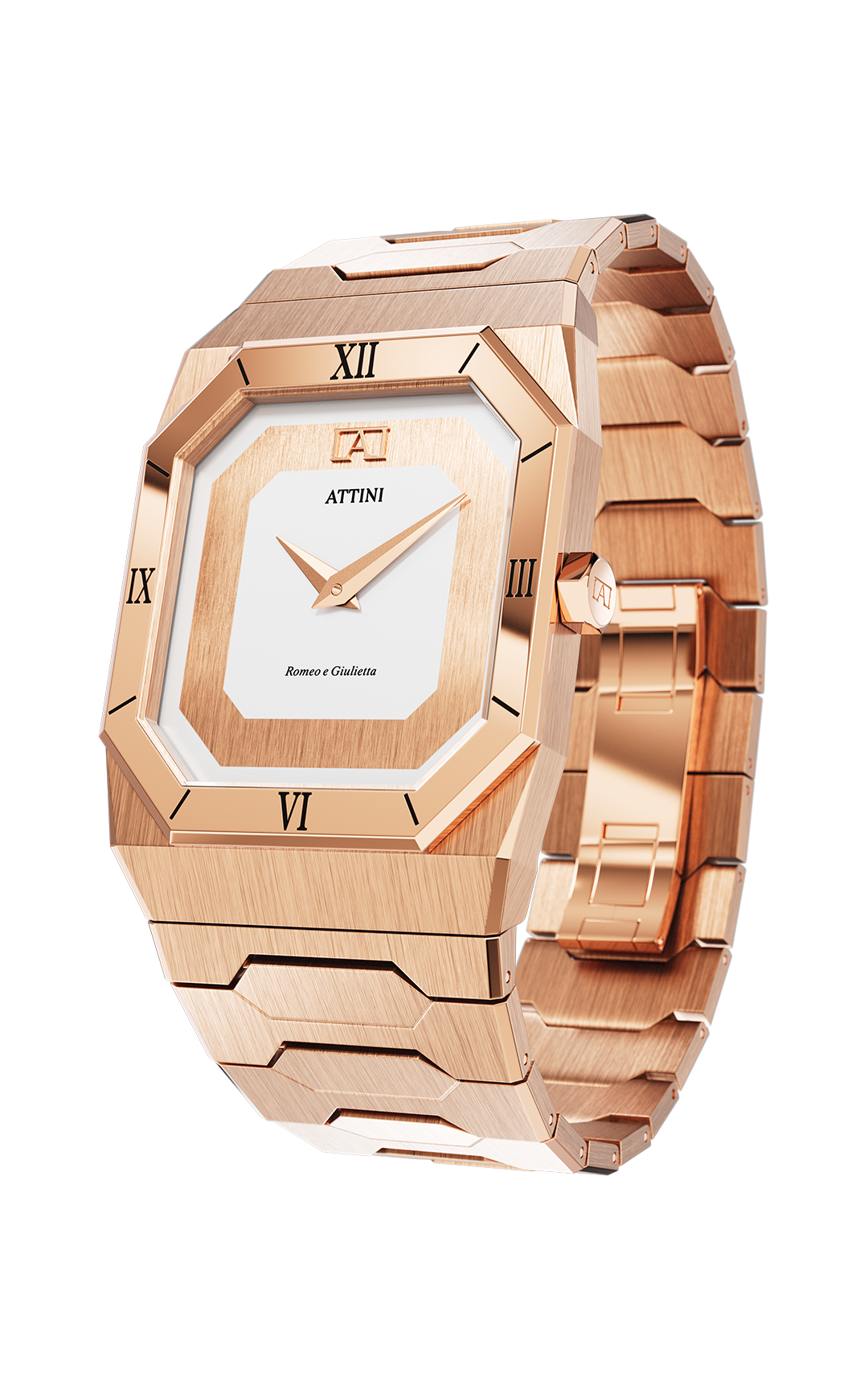 ATTINI - Romeo e Giulietta, Verona / Oyster Bracelet, Rose Gold Color, Swiss Movement. - Enzo Attini - - case27