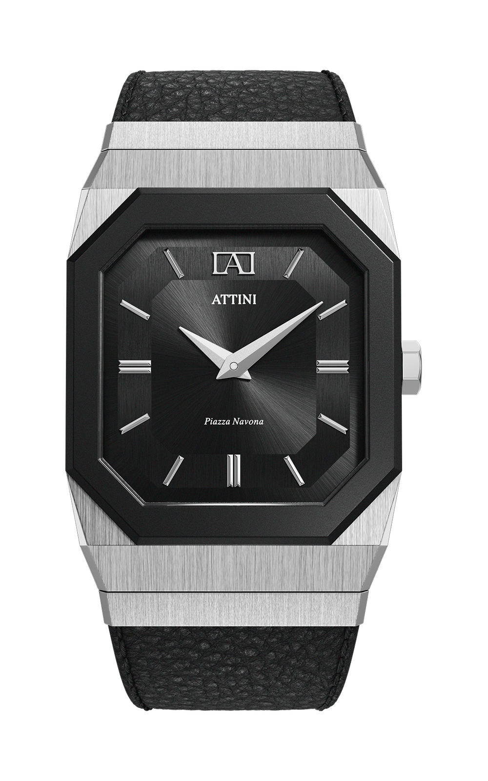 ATTINI - Piazza Navona, Roma / Leather Strap, Black Color, Swiss Movement