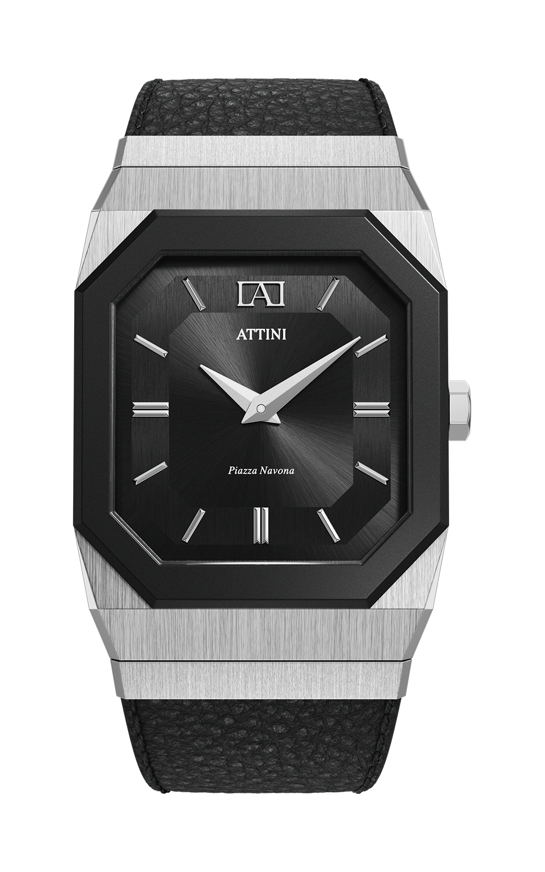 ATTINI - Piazza Navona, Roma / Leather Strap, Black Color, Swiss Movement