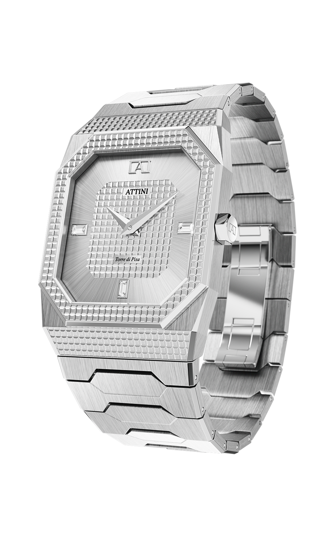 ATTINI - Torre di Pisa / Oyster Bracelet, Silver Color, Swiss Movement. - Enzo Attini - - case27