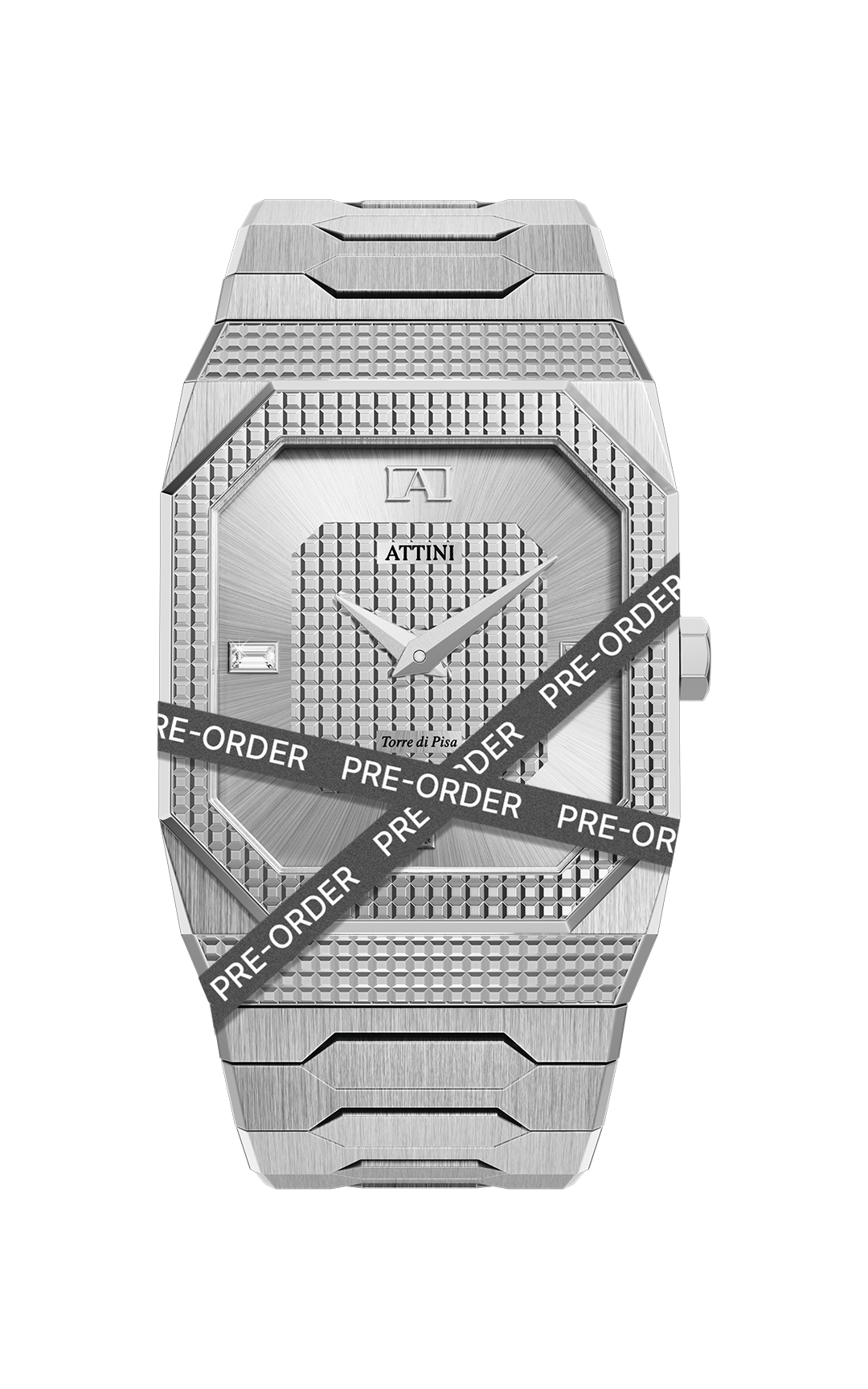 ATTINI - Torre di Pisa / Oyster Bracelet, Silver Color, Swiss Movement ...