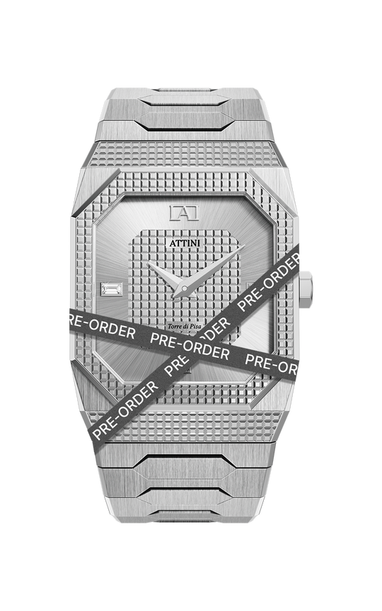 ATTINI - Torre di Pisa / Oyster Bracelet, Silver Color, Swiss Movement. - Enzo Attini - - case27