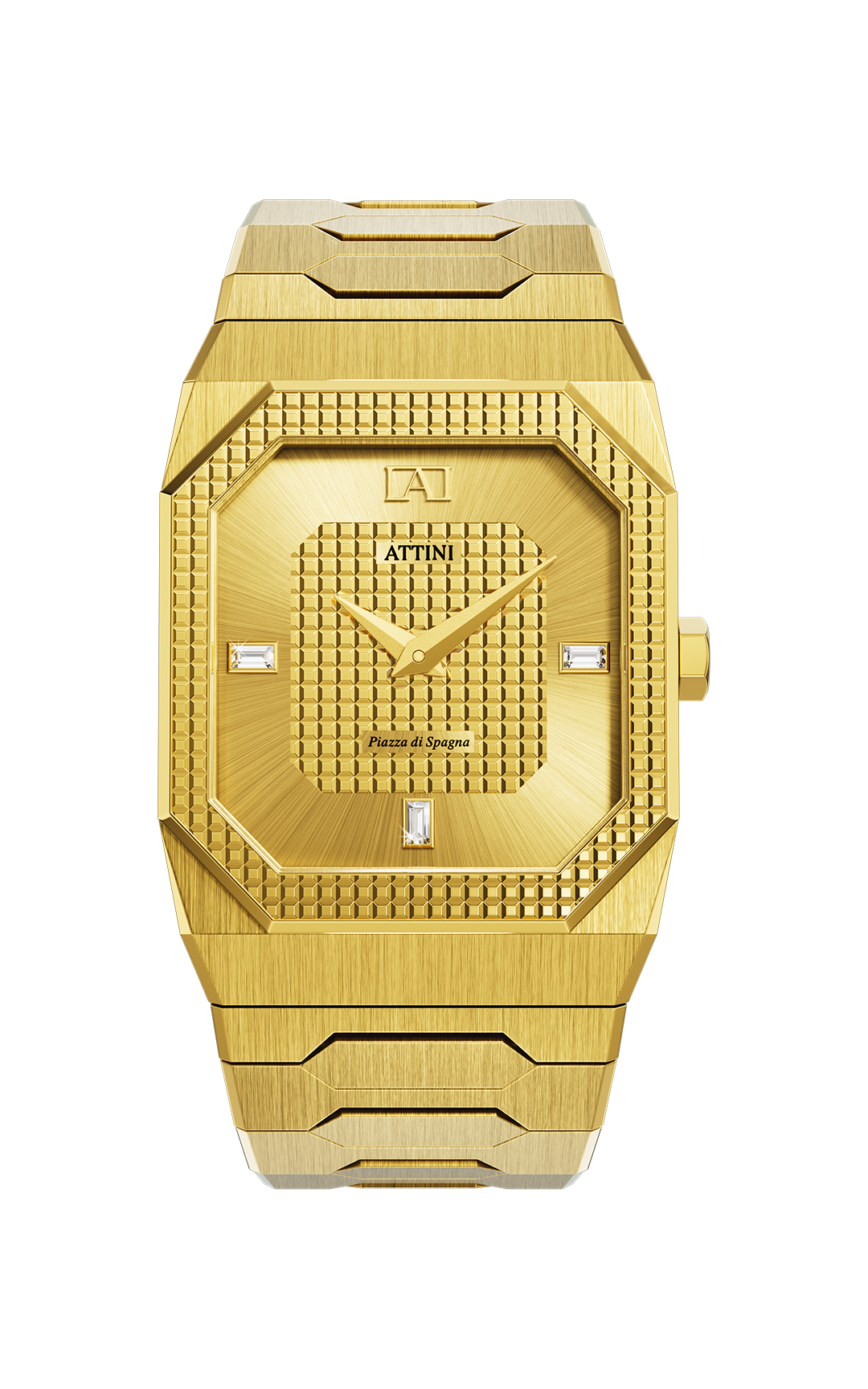 ATTINI - Piazza di Spagna, Roma / Oyster Bracelet, Gold Color, Swiss Movement. - Enzo Attini - - case27