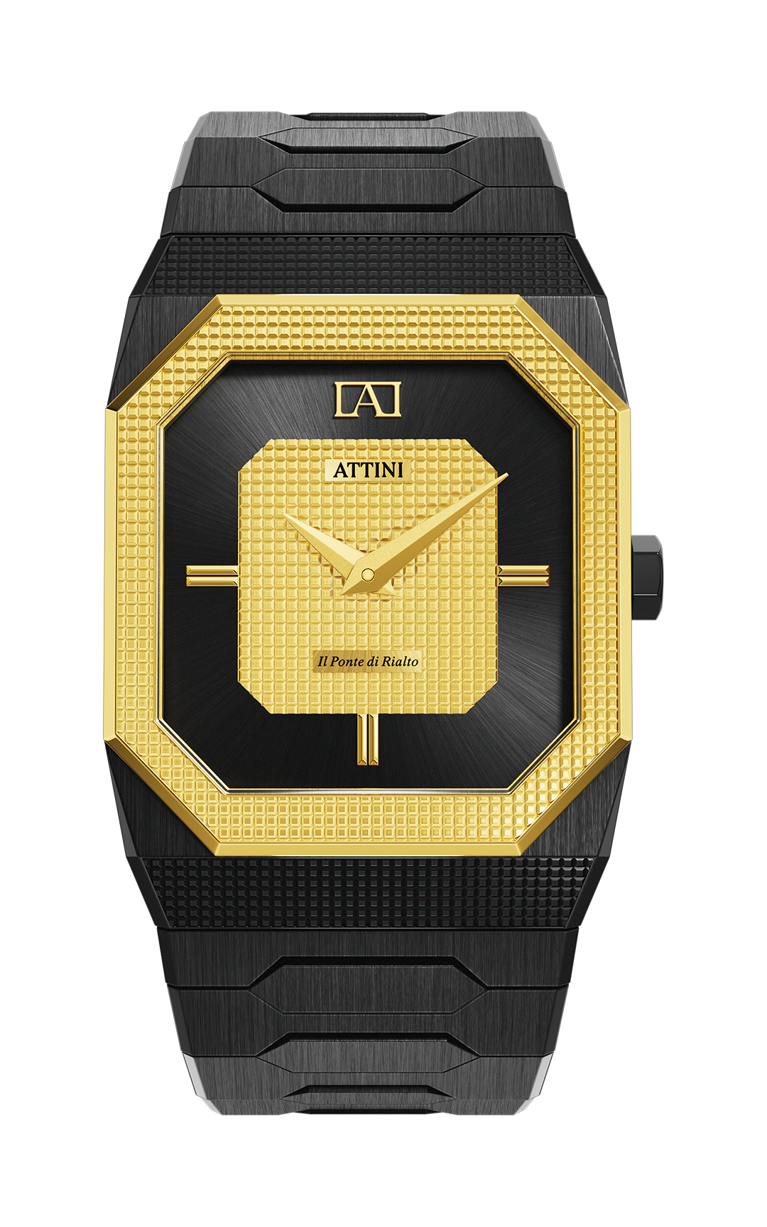 ATTINI - Il Ponte di Rialto, Venezia / Oyster Bracelet, Black Color, Swiss Movement - Enzo Attini - - case37