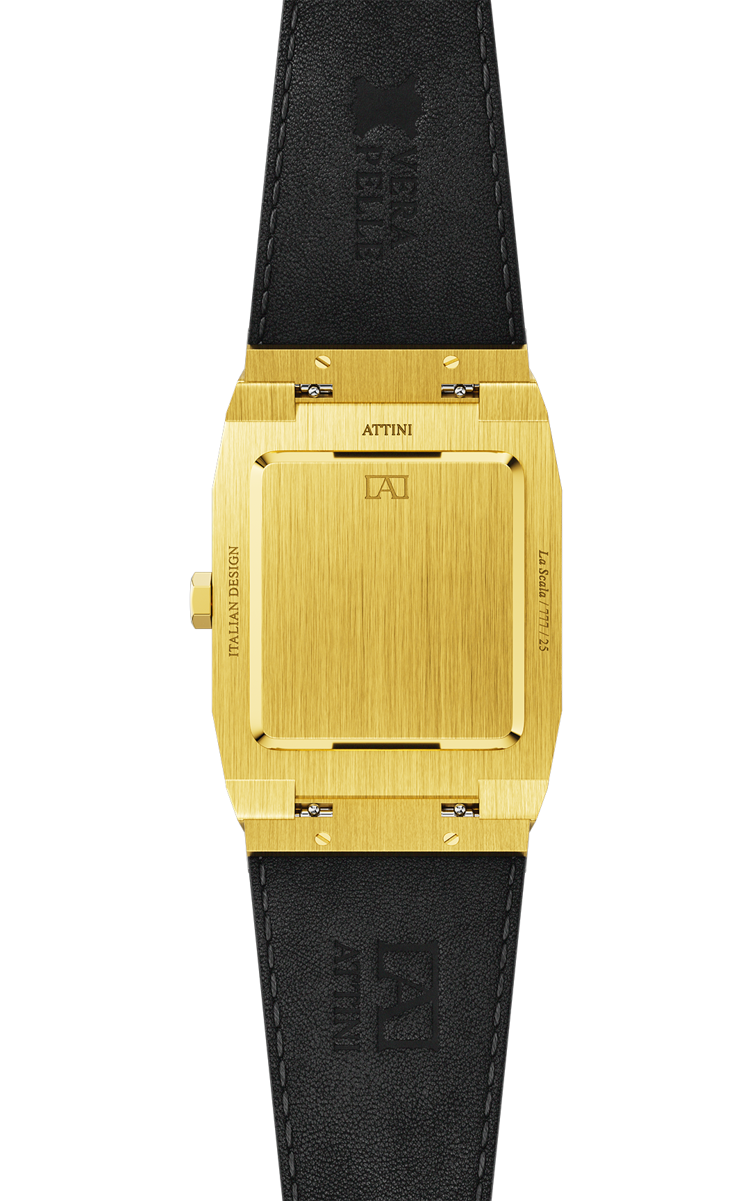ATTINI - La Scala / Leather Strap, Black Color, Swiss Movement.