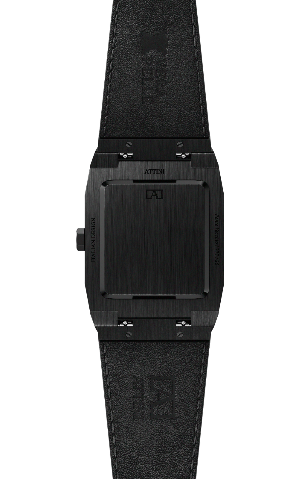 ATTINI - Ponte Vecchio, Firenze / Leather Strap (croc pattern), Black Color, Swiss Movement