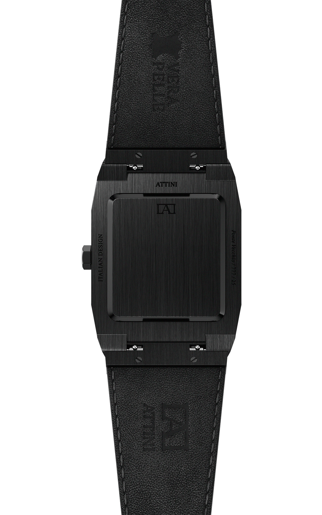 ATTINI - Ponte Vecchio, Firenze / Leather Strap (croc pattern), Black Color, Swiss Movement