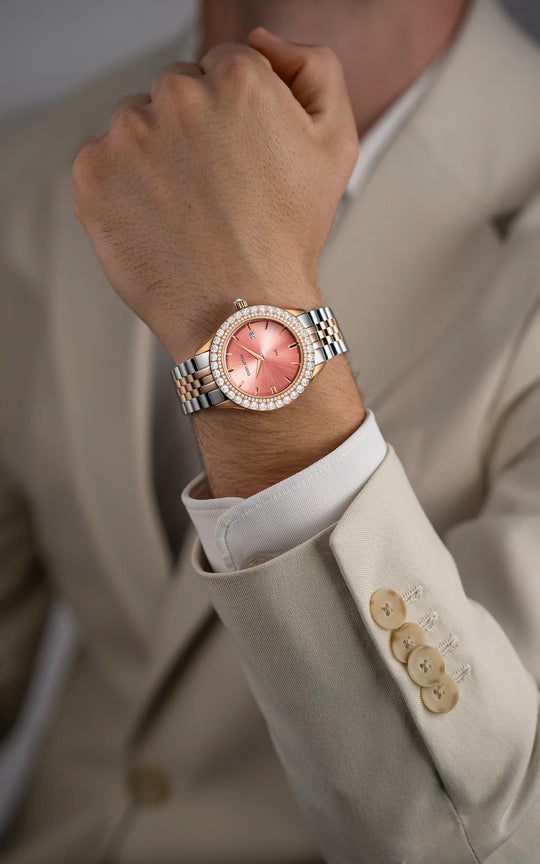 Trulli ll / President Bracelet, Silver & Rose Gold Color, Swiss Movement