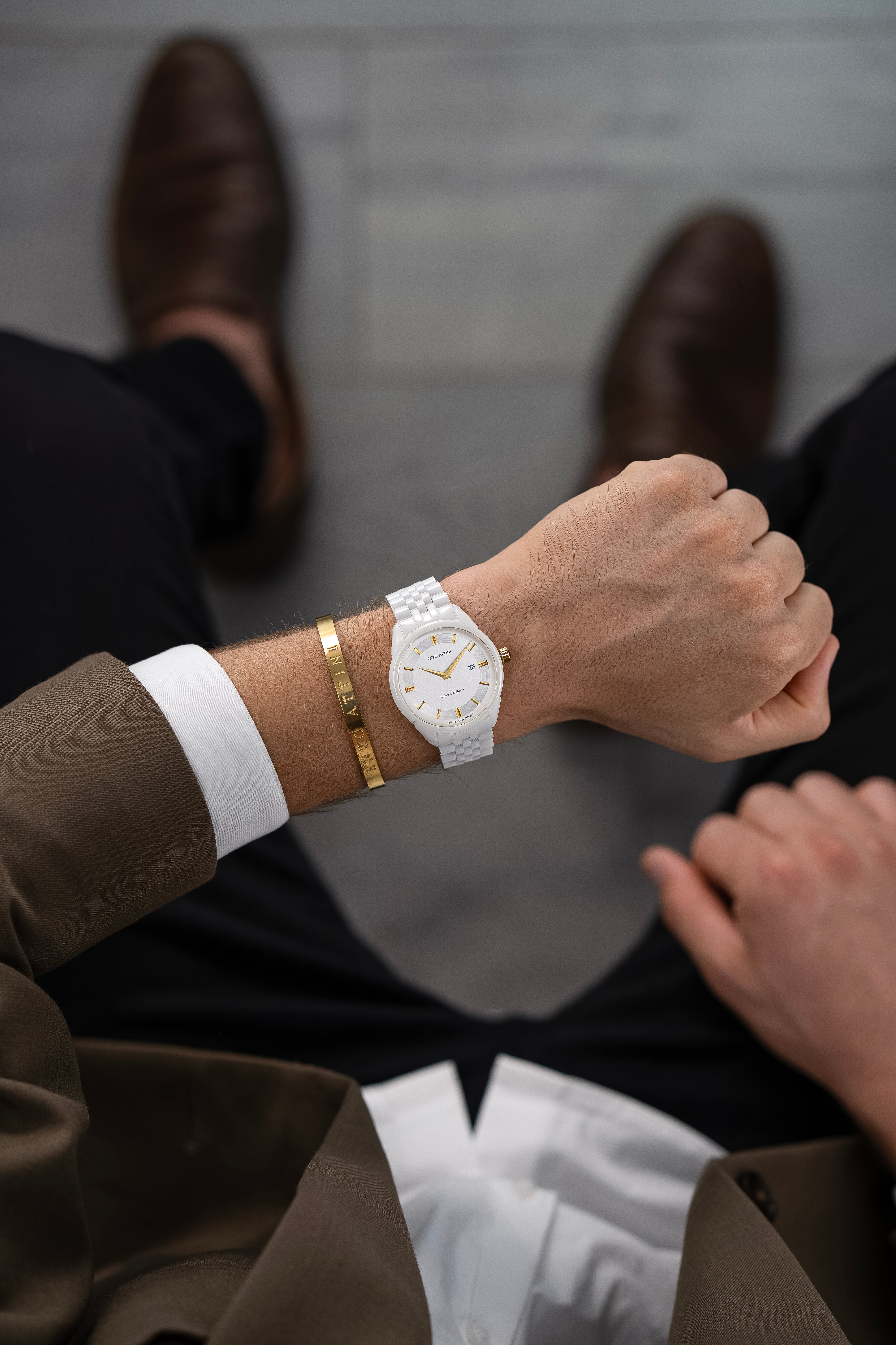 Colosseo di Roma lll / Ceramic Bracelet, White Color, Swiss