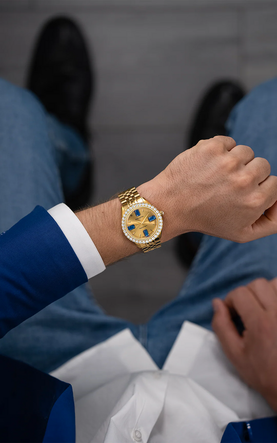 Piazza dei Signori lll / President Bracelet, Gold Color, Swiss Movement