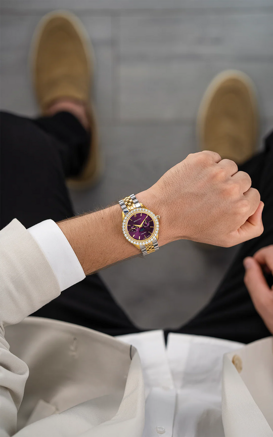 Cinque Terre ll / President Bracelet, Silver & Gold Color, Swiss Movement