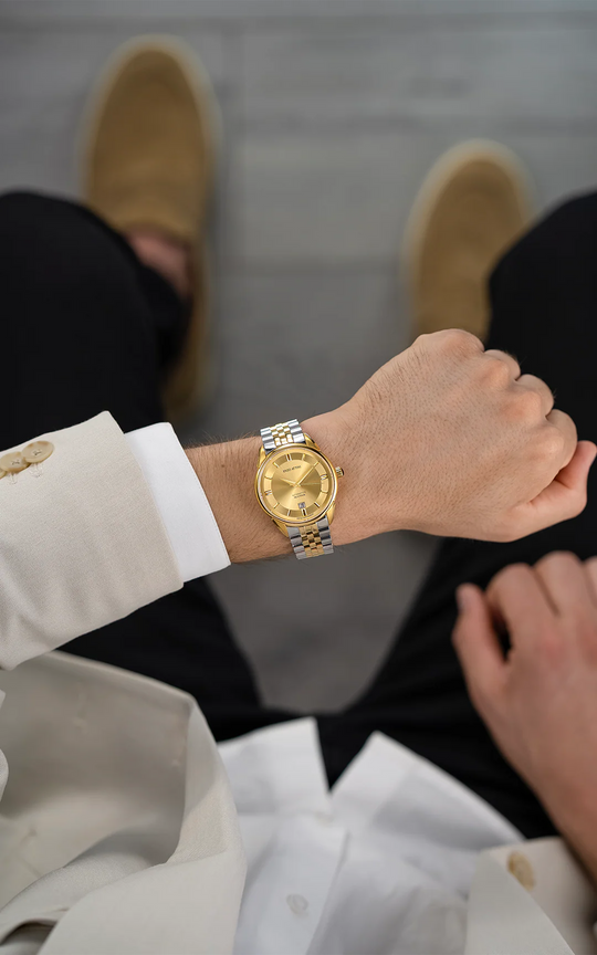 Val d'Orcia Automatic lll / President Bracelet, Silver & Gold Color, Swiss Movement