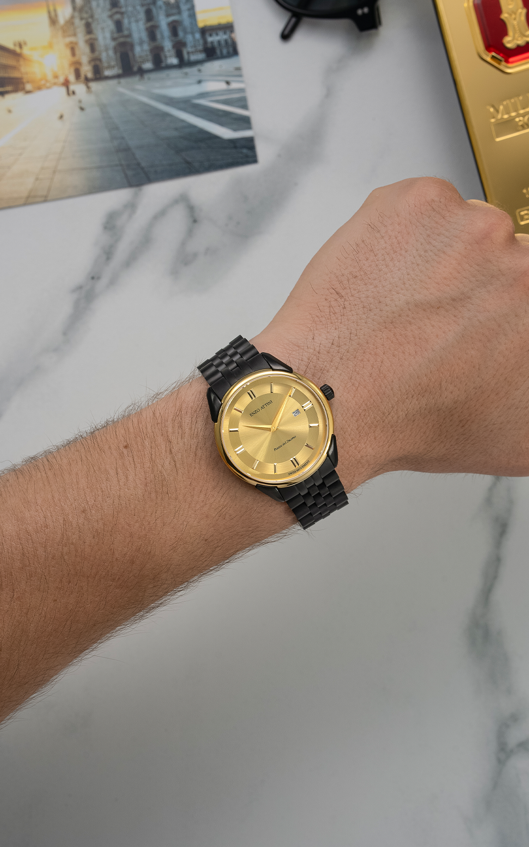 Piazza del Duomo, Milano ll / President Bracelet, Black Color, Swiss Movement