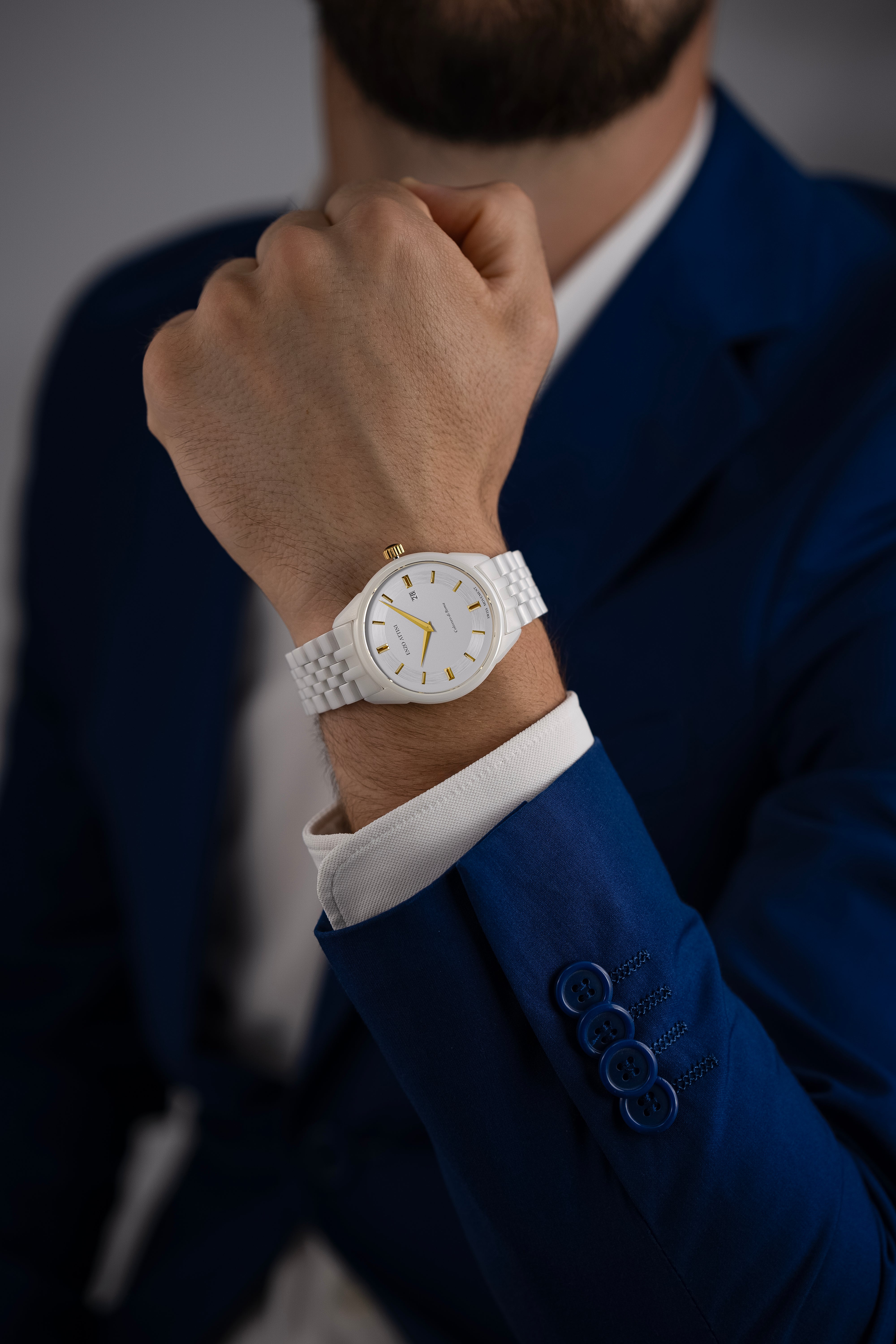 Colosseo di Roma lll / Ceramic Bracelet, White Color, Swiss