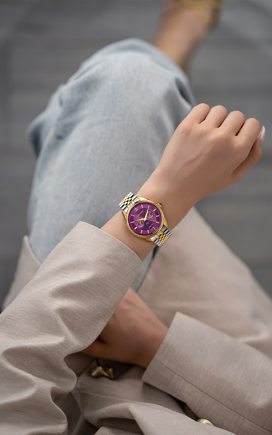 Cinque Terre / President Bracelet, Silver & Gold Color, Swiss Movement.