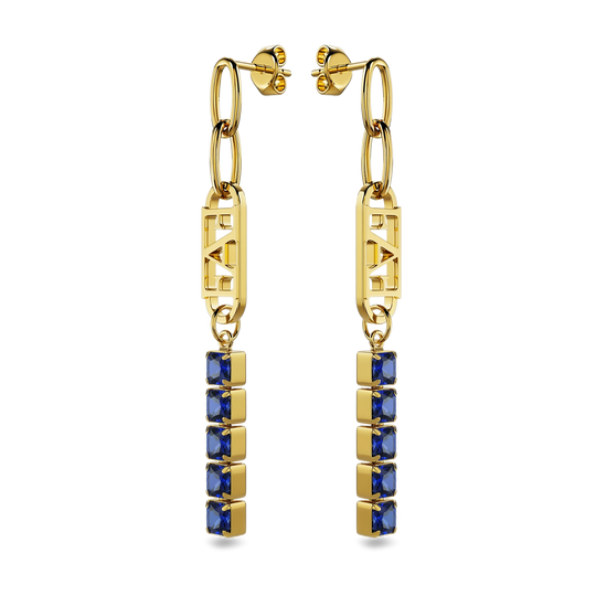 Glam Tennis Chain Earrings / Blue Color - Enzo Attini - - earrings, jewelry_women