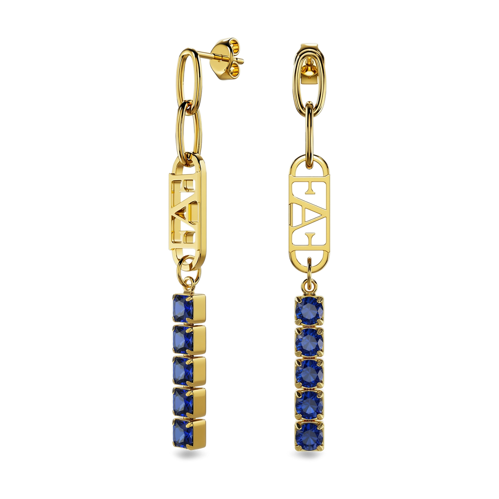 Glam Tennis Chain Earrings / Blue Color - Enzo Attini - - earrings, jewelry_women